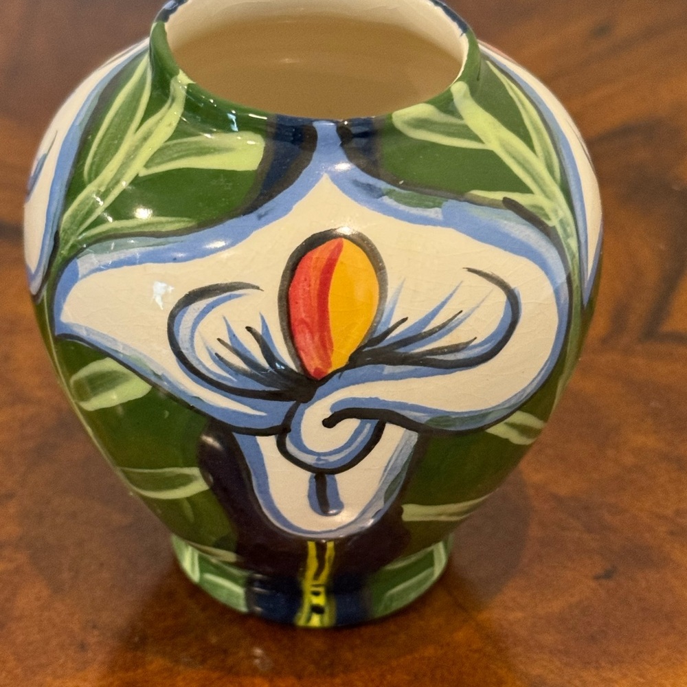 Hand made Calla Lilly Ceramic Vase 4 1/2 inches made in Nicaragua artist… - Picture 2 of 7